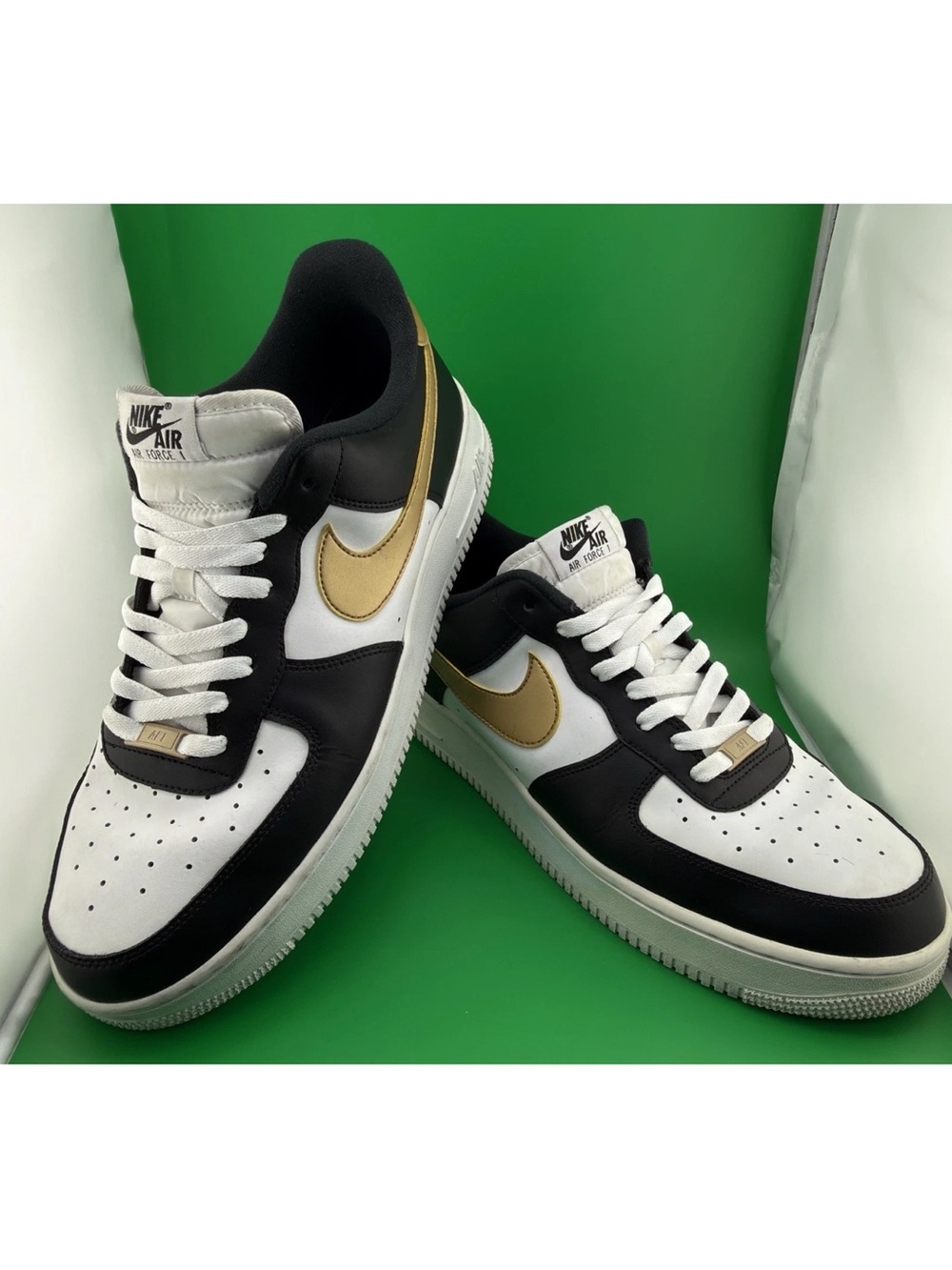 Nike Air Force 1 '07 LV8 Black White Metallic Gold CZ9189-001 Men’s Size 14N/Box - Picture 2 of 8